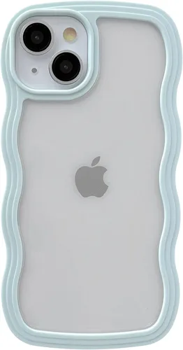 Miniatura 12 de Caseative Funda para iPhone 13, color negro Forma de marco de onda rizada linda a prueba de golpes suave