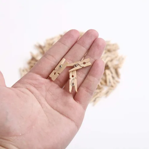 Miniatura 3 de CCINEE 150 pinzas de madera natural dorada de 1 pulgada, pines de ropa pequeños, clips de madera con textura natural para proyectos de bricolaje