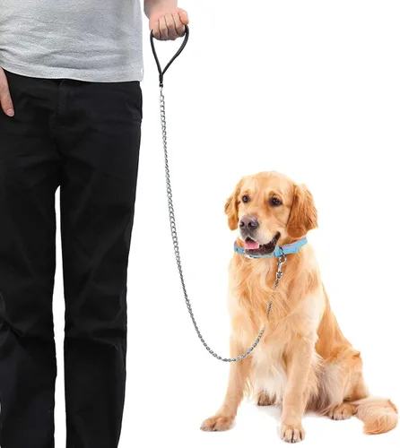 Miniatura 6 de Cadena de metal resistente de 6 pies para perro, correa de perro a prueba de mordidas con mango acolchado para perros grandes y medianos Agarradera