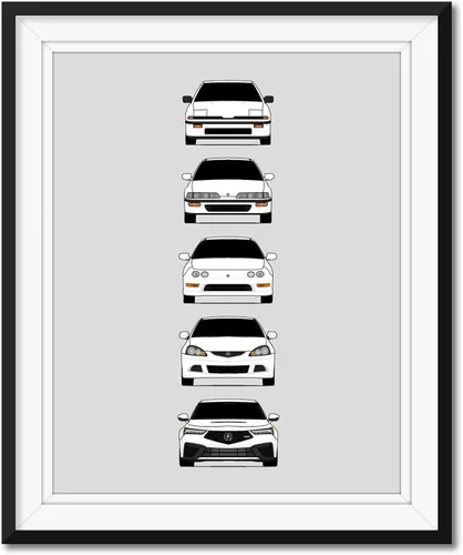 Miniatura 8 de Custom Car Posters Póster hecho a mano compatible con Acura Integra Evolution Generations e impresión de Acura Integra, multicolor, 8 x 10 pulgadas