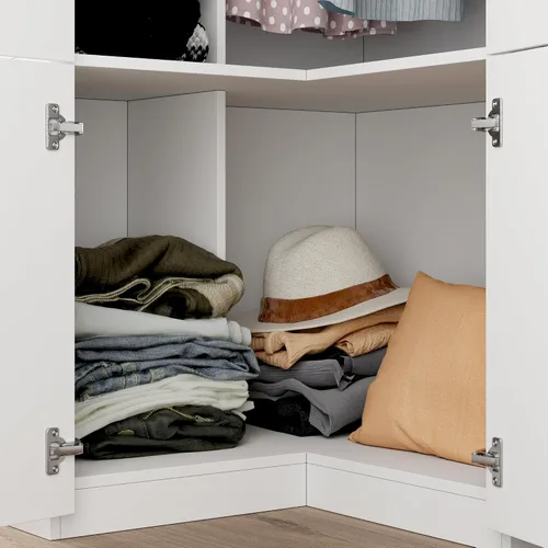 Miniatura 6 de AIEGLE Armario esquinero con cajones, armario de abrigo blanco con puertas, armario alto moderno con barra para colgar para dormitorio