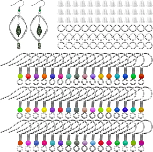 Miniatura 8 de Ganchos para aretes para hacer joyas, alambres de oreja de acero inoxidable con anillo de salto de silicona transparente para hacer aretes de 900