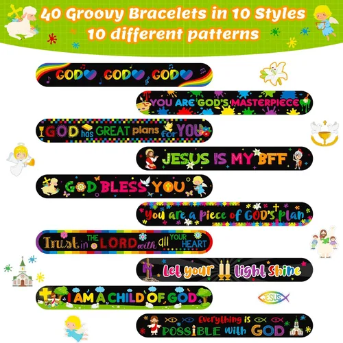 Miniatura 3 de Frienda 40 pulseras cristianas religiosas con versículos bíblicos para niños, pulseras inspiradoras de Jesús te amo, pulseras inspiradoras