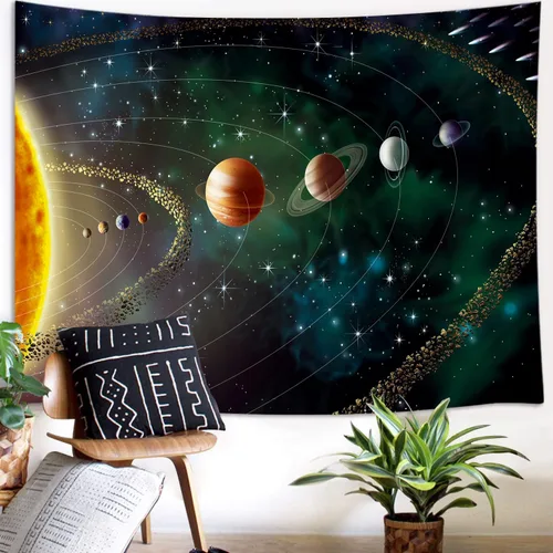 Miniatura 3 de Tapiz pequeño de planetas del espacio exterior para hombres, para colgar en la pared de la galaxia del universo para dormitorio, tapiz trippy, manta