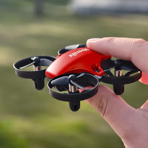 Veeniix V995 Mini dron rojo para niños y principiantes, cuadricóptero de control remoto para interiores con giros en 3D, rotación de 360°, vuelo