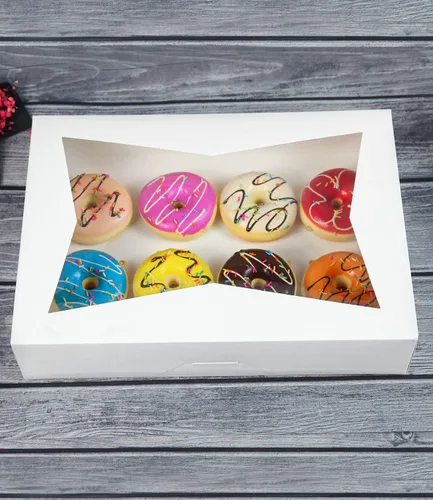Miniatura 3 de ONE MORE [Paquete de 15] Cajas de galletas de panadería con cerradura blanca de 14 x 10 x 3 pulgadas, contenedor grande de cartón con ventanas