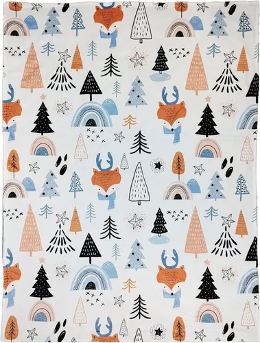 Miniatura 3 de Manta de bebé para niños y niñas (estampado de zorro, 30 x 40 pulgadas) con respaldo de puntos de doble capa, manta de felpa suave Minky para niños