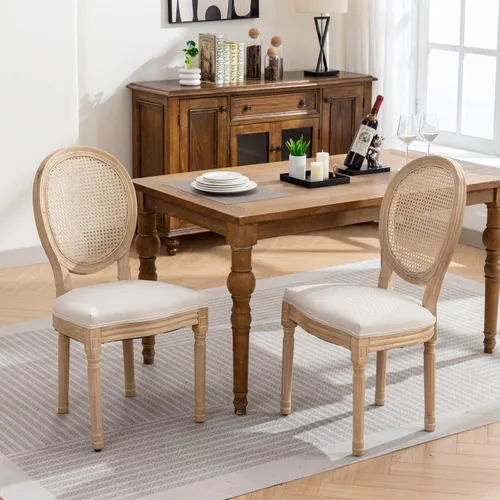 Miniatura 20 de Merax Juego de 2 sillas de comedor de terciopelo tapizadas de alta gama con anillo trasero de clavo, patas de madera maciza, asiento de espuma
