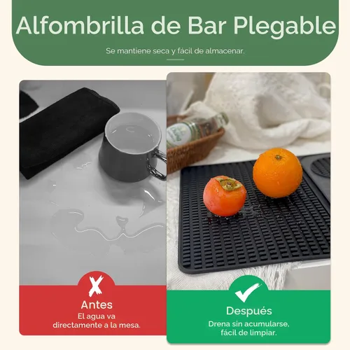 Miniatura 3 de Tapete de bar, accesorios de bar, tapete de cóctel plegable multifuncional con tabla de cortar, tapete de secado de 18 x 12 pulgadas, tapete de bar