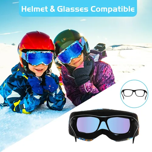 Miniatura 4 de Gafas de esquí para niños, gafas de snowboard para niños y niñas, jóvenes, OTG gafas de esquí antivaho con correa antideslizante Azul