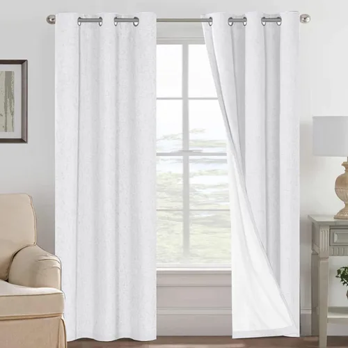 Miniatura 74 de H.VERSAILTEX Cortinas opacas de lino de 72 pulgadas de largo, 100% absolutamente opacas, con aislamiento térmico, con textura de lino, cortinas
