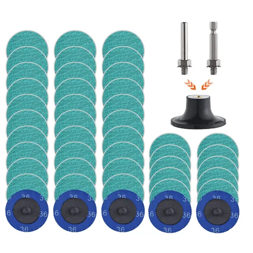 Miniatura 9 de Tshya Quick Change Grinding Disc, 50 Pcs 2 inch Sanding Discs, Zirconia Coated Roll Lock Disc for Surface Prep (36 Grit)