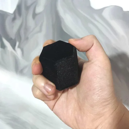 Miniatura 12 de Caja hexagonal de terciopelo para anillos con doble anillo, elegante caja de almacenamiento de joyas para propuestas, compromiso, aniversario, Blanco