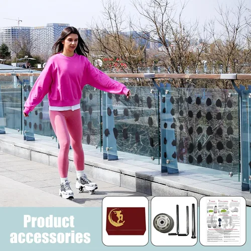 Miniatura 6 de Zapatos de patinaje para mujer, cuatro rondas, zapatos de patines de ruedas para niños que se convierten en patines de ruedas, zapatos ligeros al