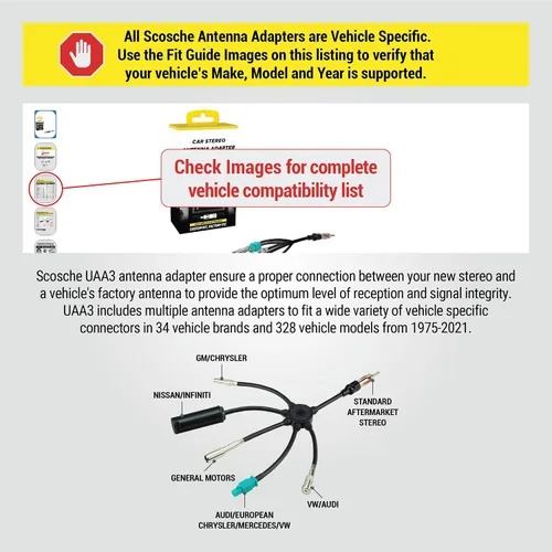 Miniatura 2 de SCOSCHE Adaptador de antena todo en uno para vehículos múltiples UAA3