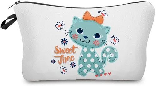 Bolsa de maquillaje de viaje para gatos, organizador de cosméticos de gatos de dibujos animados, bolsas de maquillaje divertidas, regalos Gato dulce