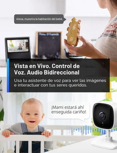 Miniatura 4 de TP-Link Tapo - Cámara de seguridad interior de 1080P para monitor de bebé, cámara para perros con detección de movimiento, sirena de audio Blanco