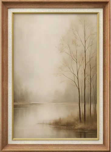 Miniatura 266 de MUDECOR Lienzo enmarcado prémium para pared, pinos nevados en bosque de invierno, ilustraciones modernas, arte contemporáneo, escénico, divertido