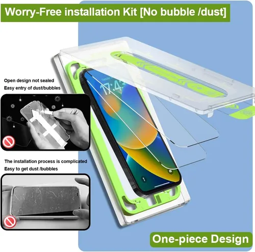 Miniatura 3 de Protector de pantalla de vidrio templado compatible con iPhone 14 Pro (6.1 pulgadas) [súper dureza] [kit de alineación sin burbujas] resistente a