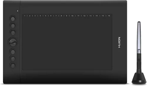 Miniatura 10 de HUION Tableta de Dibujo HS610 Tableta Gráfica con Lápiz Óptico Sin Batería 8192 Presión del Lápiz Función de Inclinación, 10x6.25 Pulgadas Arte