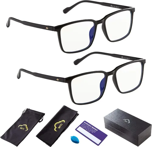 Gafas de bloqueo de luz azul para TV, teléfono, computadora, pantalla de juegos, hombres y mujeres, marco TR90, antifatiga ocular UV, paquete de 2