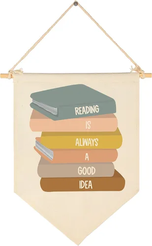 Miniatura 18 de Cartel de pared para aula, regalo para profesores, letrero de sala de lectura, texto en inglés "It's A Beautiful Day for Learning", lienzo