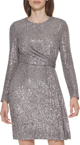 Miniatura 2 de Calvin Klein Vestido de cóctel de manga larga con lentejuelas para mujer
