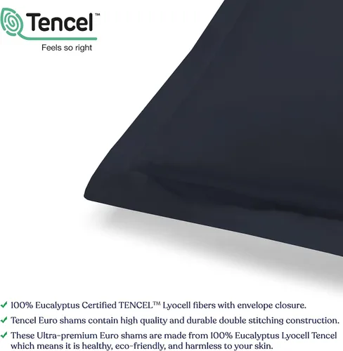 Miniatura 7 de Juego de 2 fundas europeas 100 % de eucalipto lyocell Tencel (26 x 26), enfriamiento natural, fibra Tencel Lyocell certificada, súper suave, sedosa