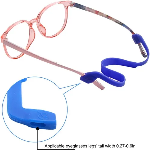 Miniatura 5 de SENHAI Paquete de 6 correas de silicona antideslizantes para lentes con 6 pares de ganchos de agarre para las orejas, soporte suave para lentes
