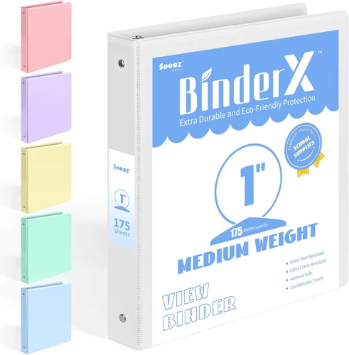 Miniatura 27 de BinderX - Carpeta de 3 anillos redondos extraduradera de 1 pulgada, se adapta a 175 hojas de papel de 8.5 x 11 pulgadas, cubierta personalizable