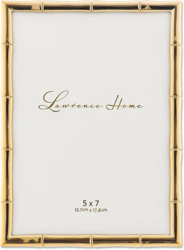 Lawrence Frames Marco de fotos de metal dorado de 5 pulgadas de ancho x 7 pulgadas de alto con diseño de bambú (712257)