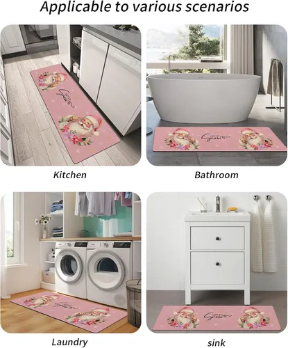 Miniatura 5 de Tapete de baño de Navidad para bañera, antideslizante, de secado rápido y absorbente, de tierra de diatomeas, fregadero de cocina, lavable, copos