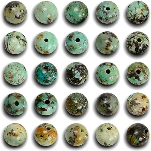 NCB - 200 cuentas sueltas de turquesa africana de 0.15 pulgadas (4 mm) para joyería, cuentas semipreciosas naturales redondas y suaves con espaciador