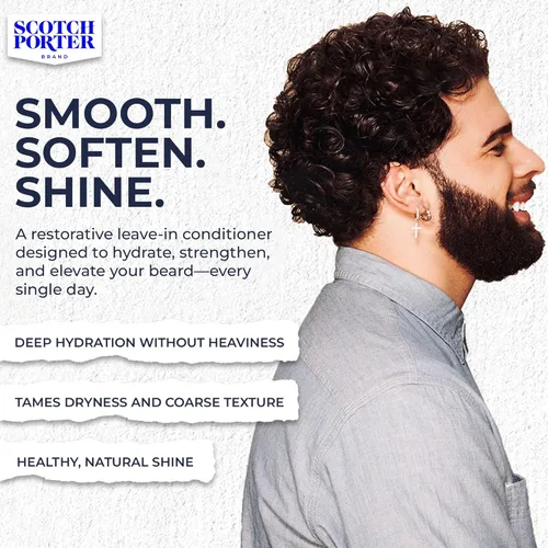 Miniatura 6 de Scotch Porter Acondicionador restaurador de barba sin enjuague, suavizante acondicionador profundo con sensación ligera, reduce el encrespamiento