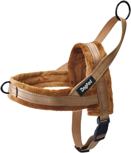 Miniatura 12 de HDKUW Arnés de felpa para perro, chaleco ajustable sin tirones para clima frío, arnés para mascotas para perros pequeños, medianos y grandes, negro