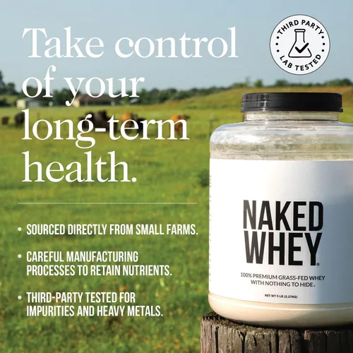 Miniatura 6 de NAKED Proteína aislada de suero de vainilla, solo 4 ingredientes, 1.06 onzas de proteína alimentada con pasto, sin desnaturalizar, sin OMG, sin