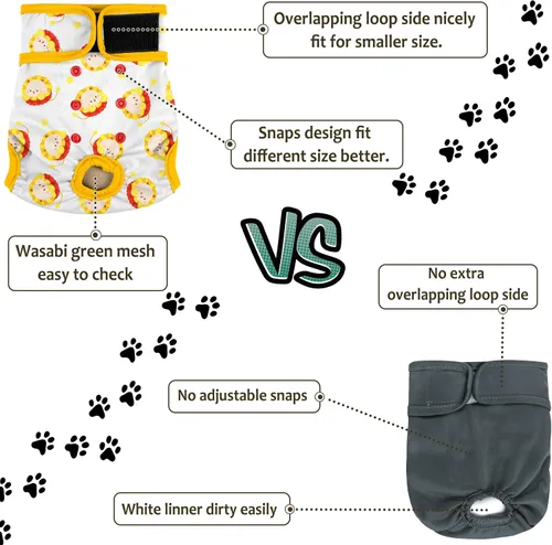 Miniatura 83 de Pañales lavables para perros, para hembras caninas, reutilizables, para periodo de celo, altamente absorbentes, para incontinencia, con broches