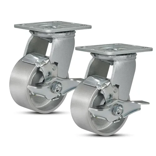 Miniatura 25 de Ruedas giratorias de 4 x 2 pulgadas, ruedas industriales resistentes, ruedas giratorias con rodamiento de rodillos - Ruedas de hierro fundido