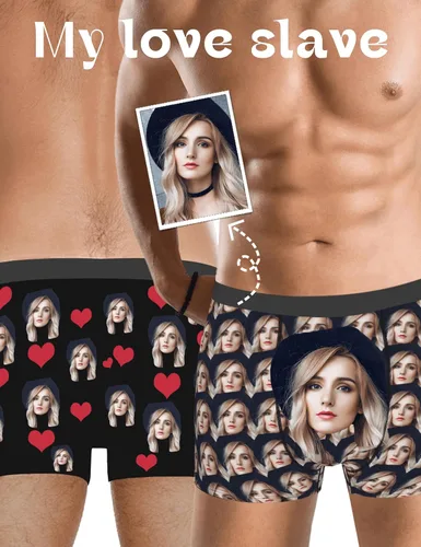 Miniatura 2 de Paquete de 2 calzoncillos personalizados para hombres, boxeadores personalizados para hombres con cara, regalos personalizados para hombres