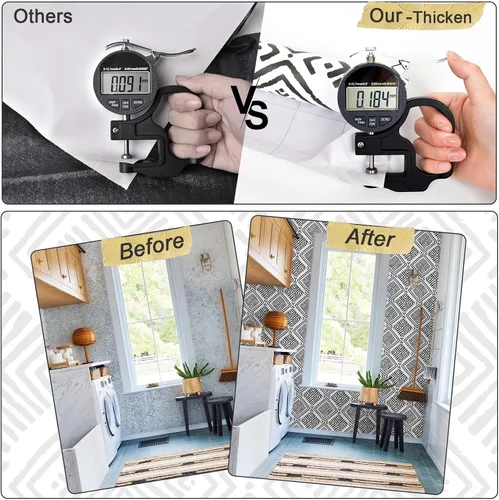Miniatura 7 de Papel Tapiz Adhesivo Removible Blanco y Negro Geométrico Boho Papel de Contacto para Gabinetes Moderno Autoadhesivo Removible Papel Tapiz Cocina