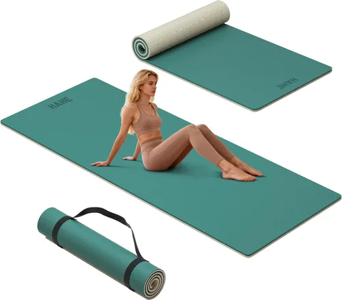 Miniatura 8 de HAHE Extra Thick Yoga Mat, 72"Lx32"Wx0.4"Th (10mm), Wide Non-slip Exercise Mats with Carry Strap, Double-Sided POE Fitness Mat for Yoga, Pilates &