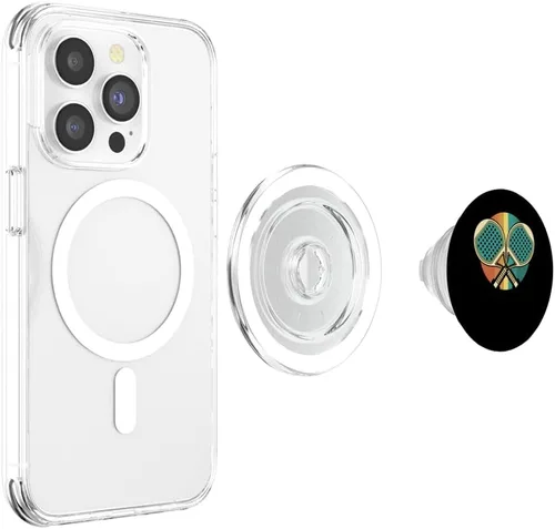 Miniatura 4 de Pelota de tenis de pádel retro, raqueta vintage PopSockets MagSafe PopGrip para iPhone