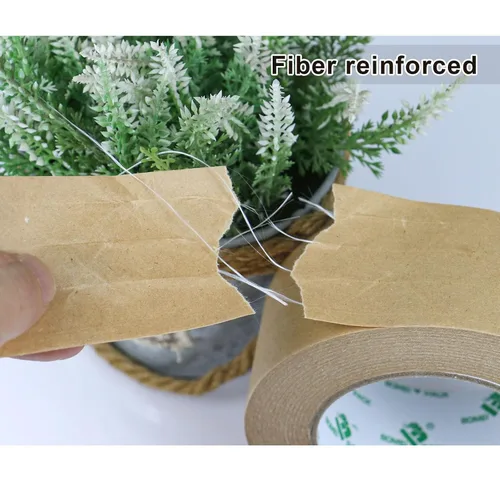 Miniatura 3 de BOMEI PACK Cinta de embalaje de papel reforzado de 2 pulgadas, cinta de envío de papel kraft autoadhesiva biodegradable, para embalaje resistente