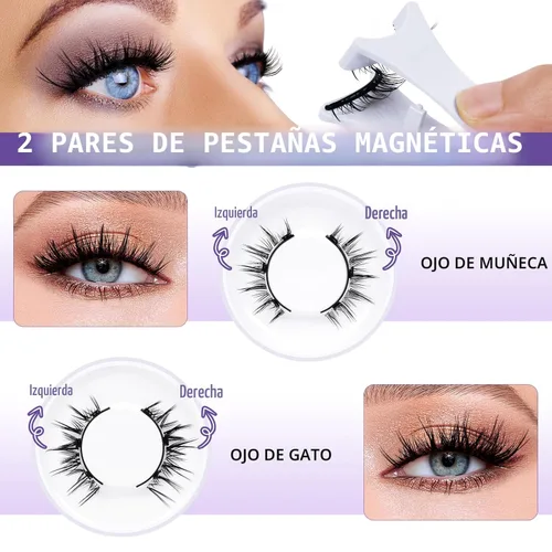 Miniatura 7 de B&Qaugen Pestañas magnéticas reutilizables, pestañas magnéticas de aspecto natural, pestañas postizas con aplicador, fáciles de usar y quitar
