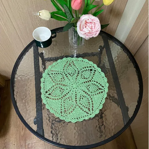 Miniatura 4 de Mantel Individual de Encaje de 11 a 12 Pulgadas Tapetes de Mesa Redondos Hechos a Mano Tapete de Ganchillo Cocina Vajilla Posavasos para Taza