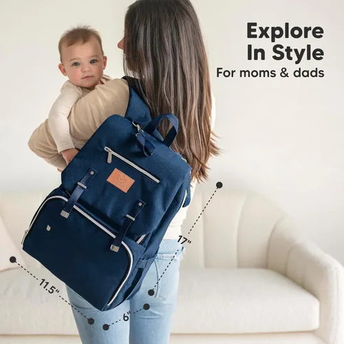 Miniatura 4 de KeaBabies Mochila para pañales para bebé con cambiador, bolsa de bebé impermeable para mamá y papá, bolsillos aislados para botellas, niños Azul