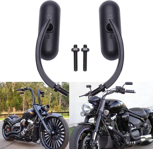 Miniatura 3 de Negro 0.315 in 0.394 in motocicleta mini oval retrovisor espejos para Dyna Softail Touring Sportster 883 1200 Electra Glide Cruisers Choppers