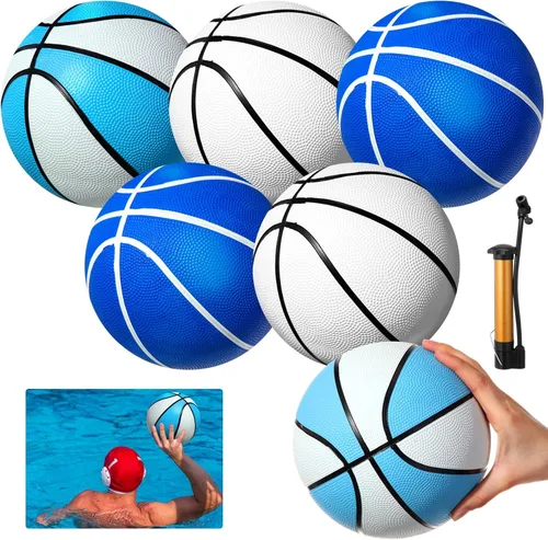 Miniatura 9 de Seenelling Paquete de 6 unidades de baloncesto de piscina tamaño 3/4 de baloncesto acuático a granel con bomba de bomba de verano juegos de agua