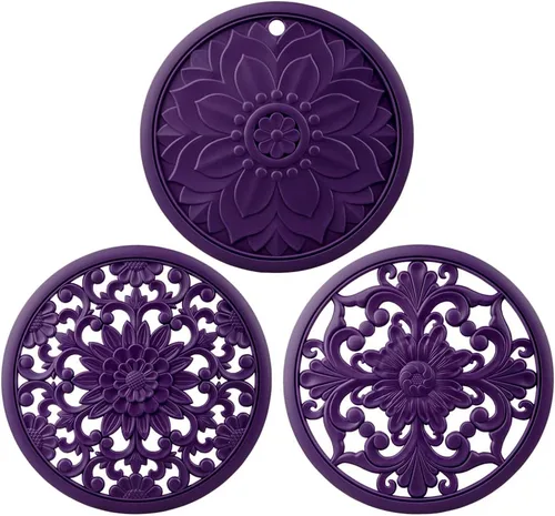 Miniatura 9 de Salvamanteles de silicona gris para platos calientes, ollas y sartenes, almohadillas calientes redondas para cocina, alfombrilla de silicona