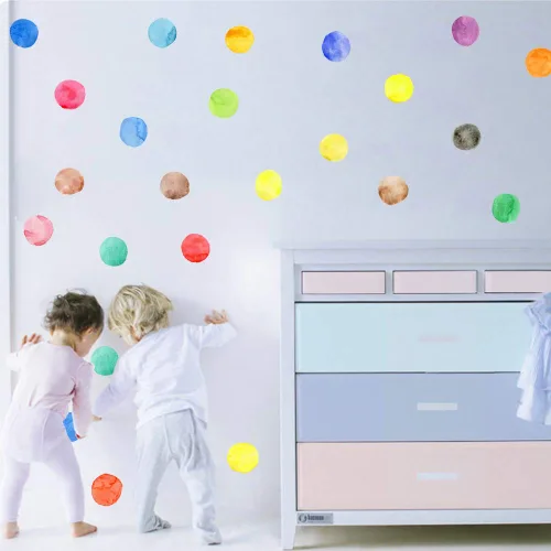 Miniatura 6 de Calcomanías de pared de lunares coloridos, pegatinas de pared de puntos de acuarela para niños, bebés, niñas, adolescentes y habitación de guardería